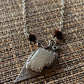 Large Sterling Silver Necklace with Quartz Crystal Stone Garnet and Moonstone Witchy Vibes Goth Handmade