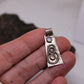 Oxidized Hammered Stamped Sterling Silver Pendant with Rainbow Moonstone