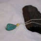 Sonoran Turquoise and Amber Pendant with Sterling Silver Wire Wrap: Minimalist Design