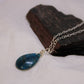 Blue Apatite Drop Pendant Sterling Silver Wire Wrap Jewelry