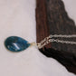 Blue Apatite Drop Pendant Sterling Silver Wire Wrap Jewelry