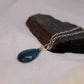 Blue Apatite Drop Pendant Sterling Silver Wire Wrap Jewelry