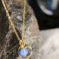 Crescent Moon and Blue Stone Gold Brass Necklace