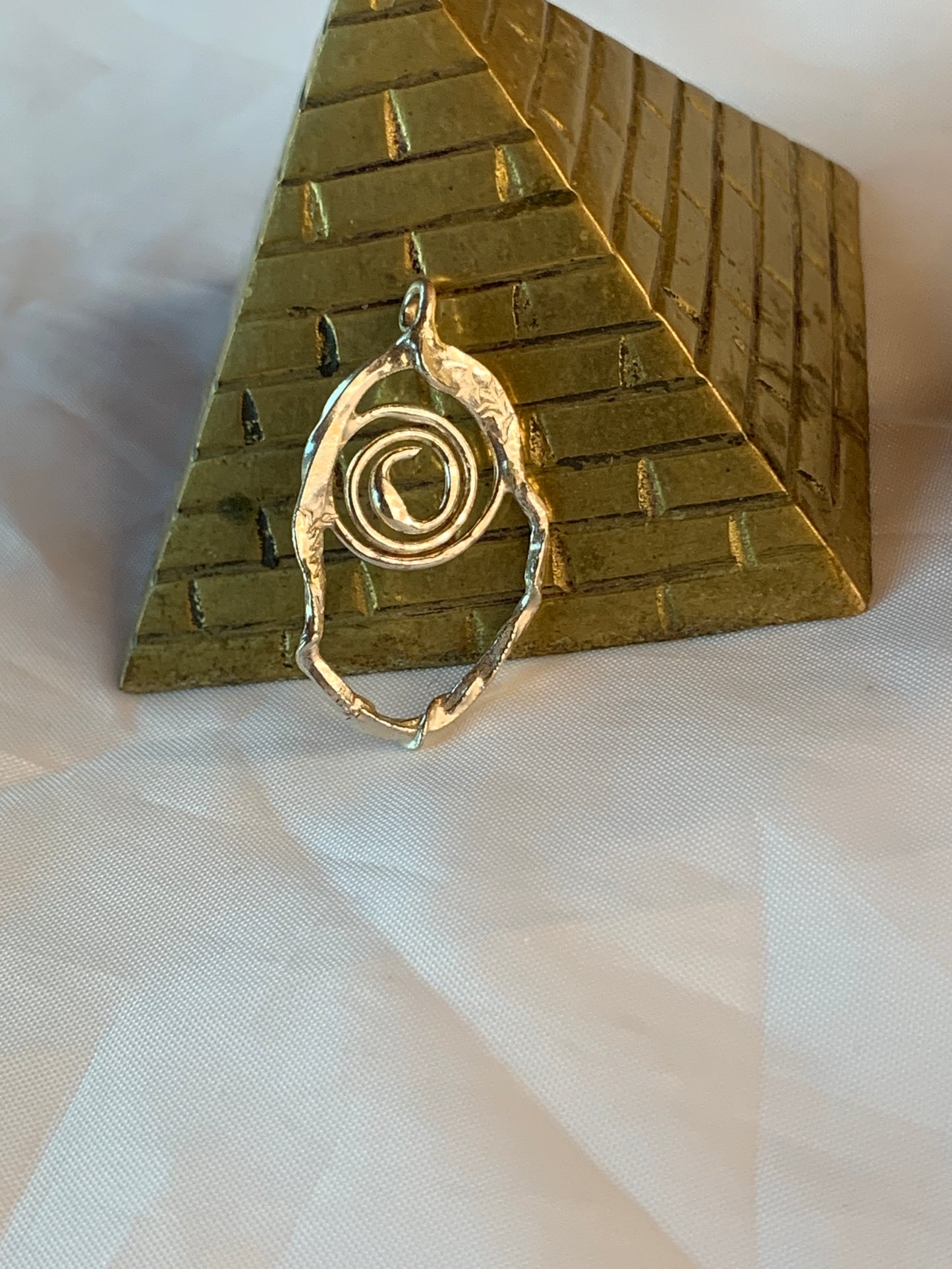 Fused Abstract Sterling Silver Spiral Pendant
