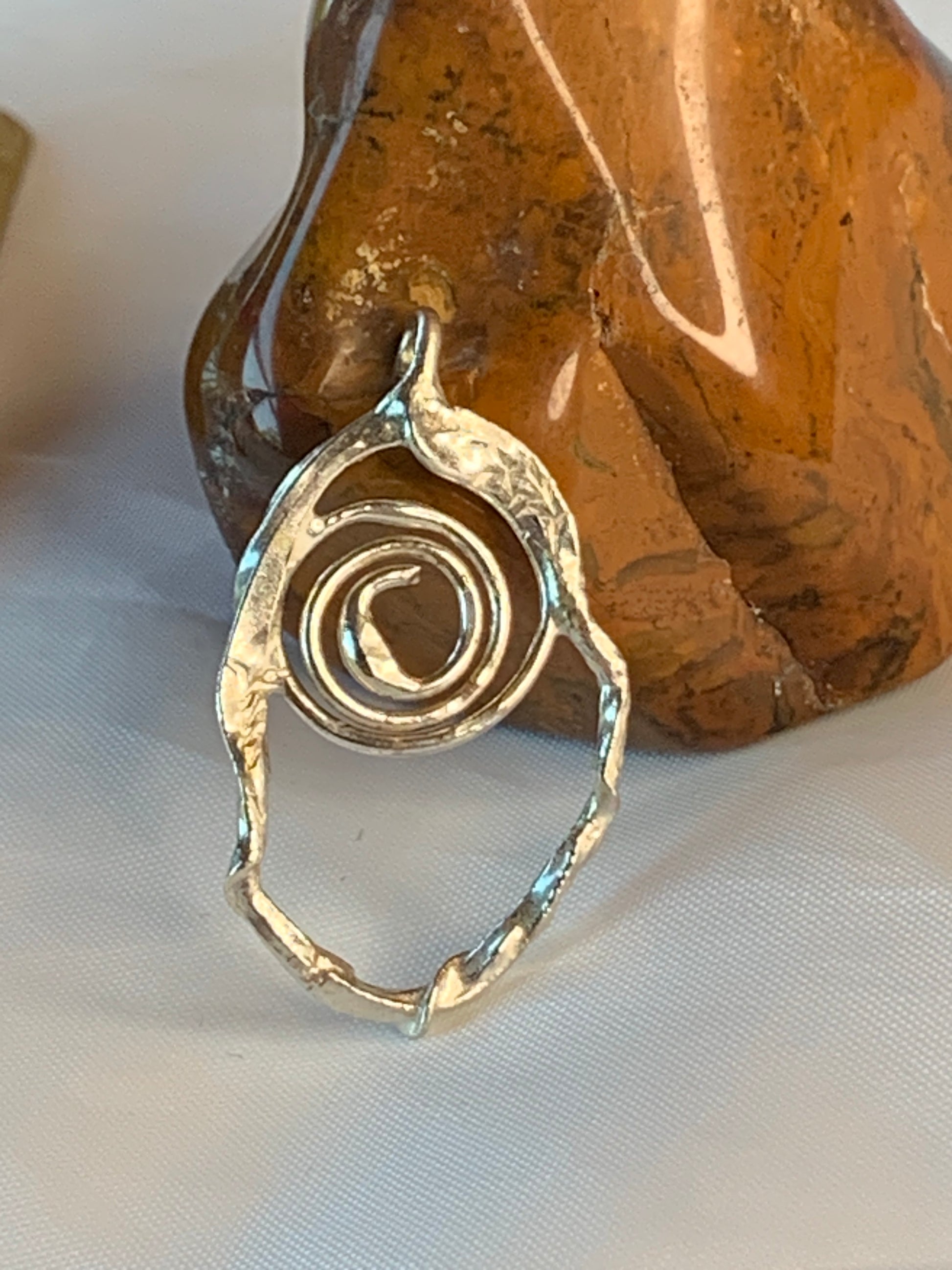 Fused Sterling Silver Spiral Pendant . Designer made by hand. 925 sterling silver. spiral geometric design