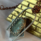 Translucent Green Fluorite Oxidized Sterling Silver Geometric Antique Design Pendant Necklace