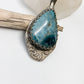 Large Oxidized Hammered Moon Shattuckite Sterling Silver Pendant