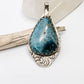 Large Oxidized Hammered Moon Shattuckite Sterling Silver Pendant