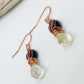 Lemon Quartz and Garnet Copper Earrings. French wired. Pierced.