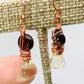 Lemon Quartz and Garnet Copper Earrings. French wired. Pierced.