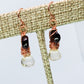 Lemon Quartz and Garnet Copper Earrings. French wired. Pierced.