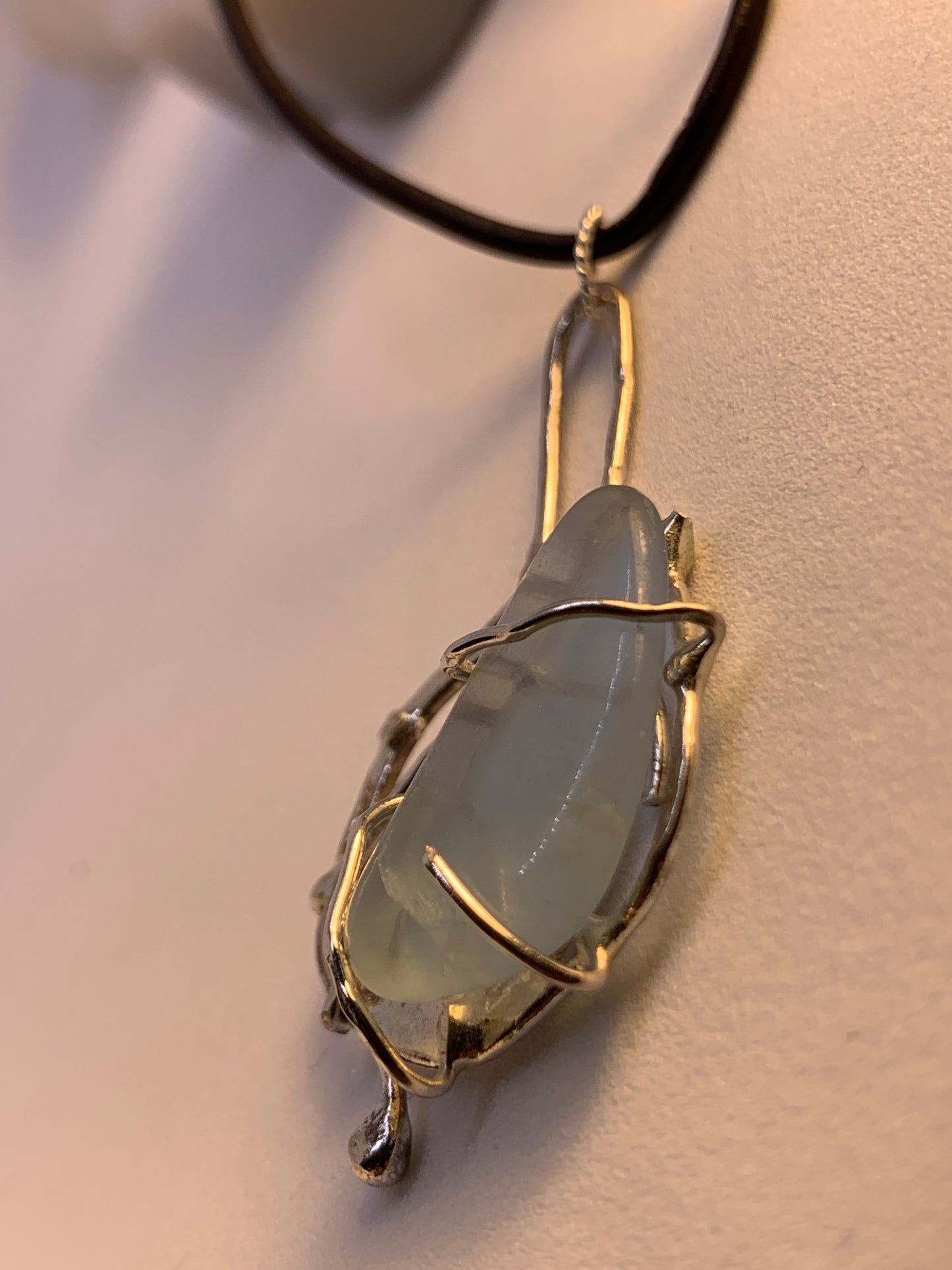 Unique Abstract Fluorite Sterling Silver Pendant