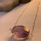LargeHuge Faceted Polished Amethyst Minimalist Simple Stone Sterling Silver Necklace
