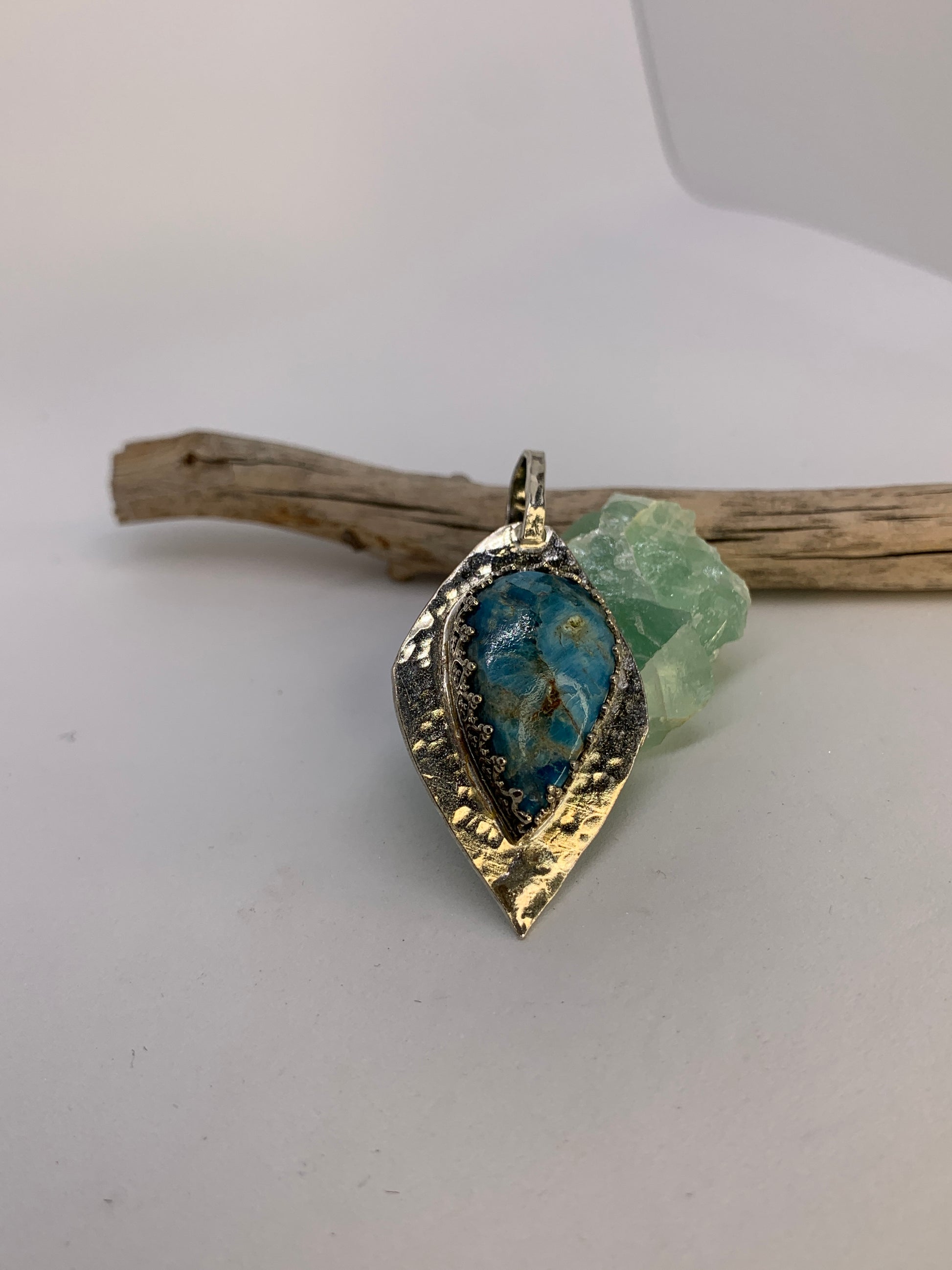 large sterling silver blue apatite