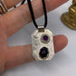 Sterling Silver Geometric Pendant Necklace Amethyst and Iolite